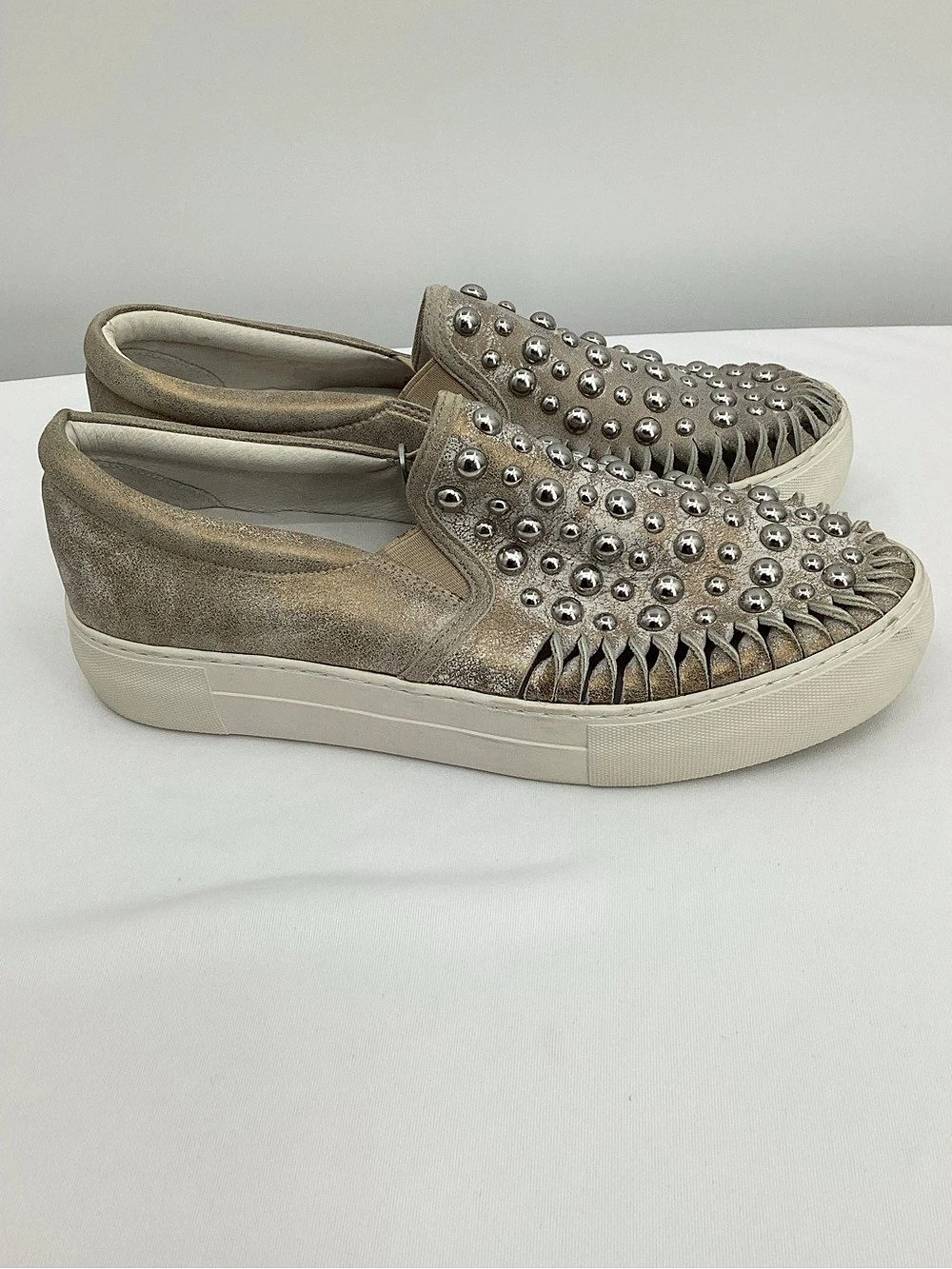 J/Slides Studded Slip-On Sneakers Metallic Gold US 7.5